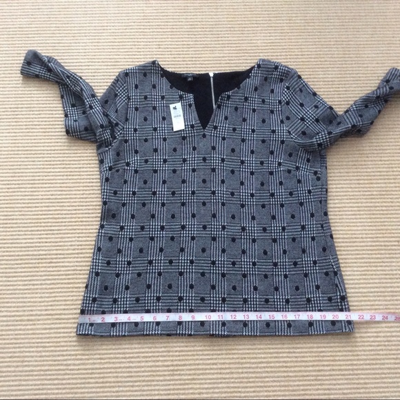 Talbots Black & White Plaid Top w/ Polka Dots - LP - Picture 7 of 11